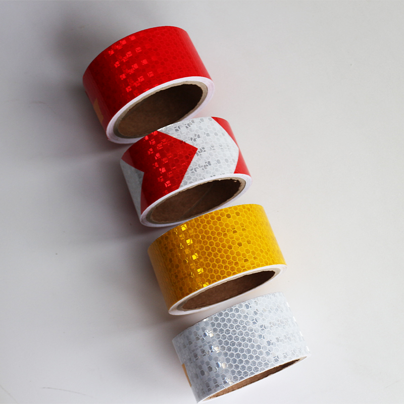 Red White Arrow Honeycomb Pattern PVC Reflective Safety Tape - 